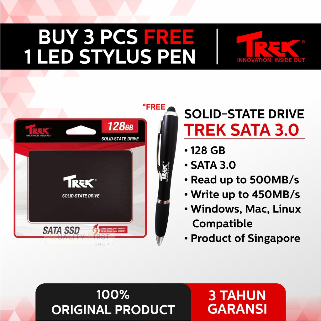 SSD TREK SATA III 128GB 2.5&quot; SPEED Up to 500MB/s Singapore