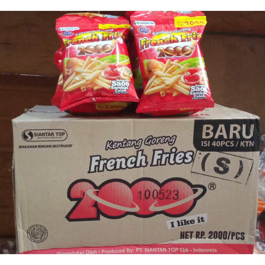 

Ciki Snack Kentang Saos French Fries 2000 an isi 40 pcs ( 1 dus )