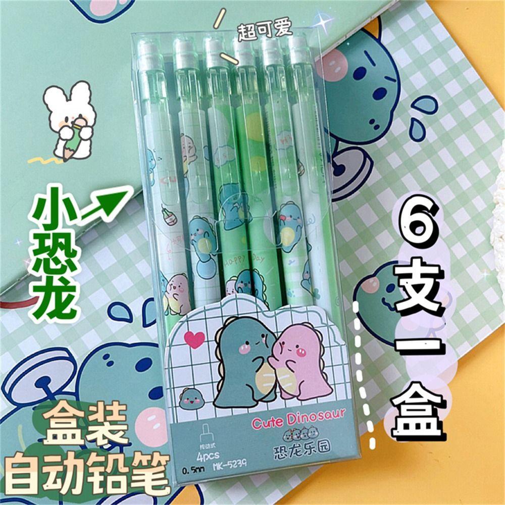 Agustinina Alat Tulis Pensil Mekanik Untuk Anak-Anak Dengan Eraser Kawaii Kartun Siswa Pensil Bergerak