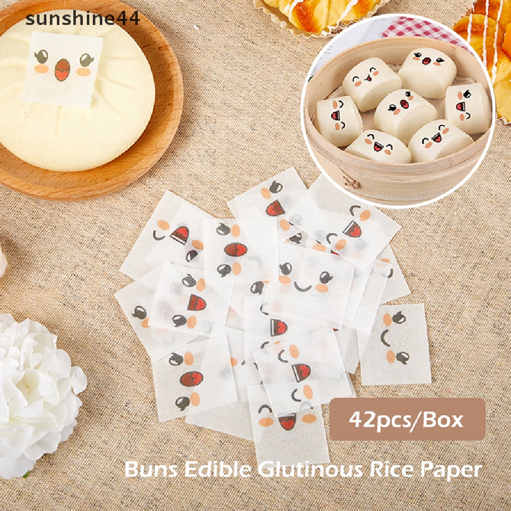 Sunshine 42Pcs Edible Gluous Rice Paper Kukus Roti Stiker Kartun Baking Paper.