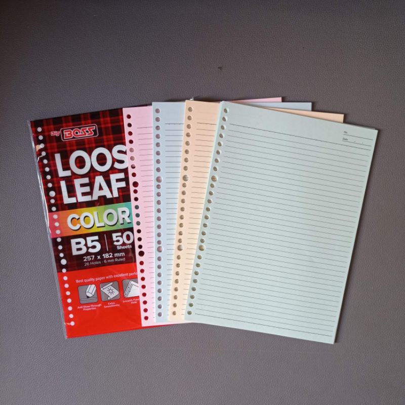 

Big Boss Loose Leaf B5 Kertas Refill Isi Binder Motif Garis Warna Rainbow Campur Mix 4 Warna