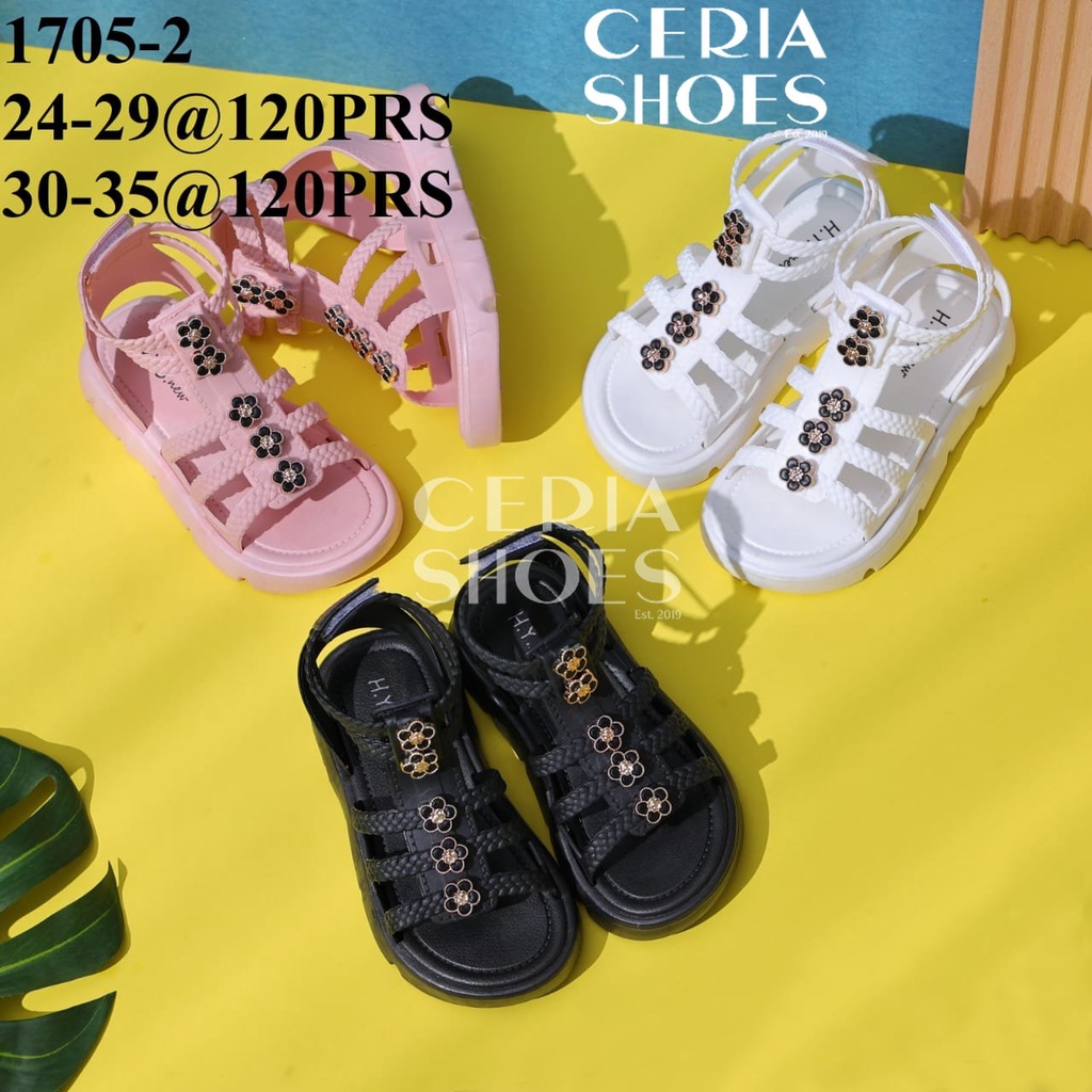 Sandal Sepatu Anak Perempuan Karet Jelly Import Perekat Tali Belakang Bahan Elastis Empuk Sol Anti Slip HYS 1705 FRN