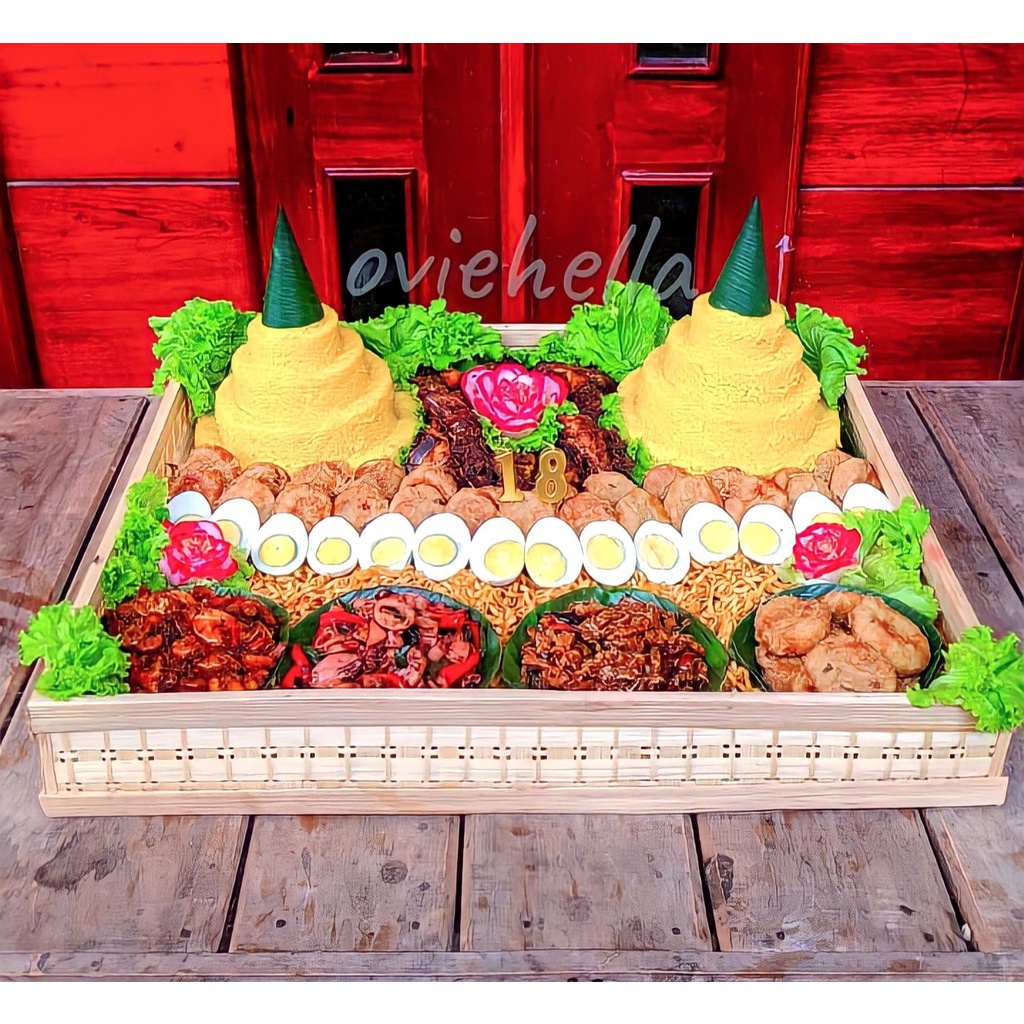 Wadah Persegi Nampan 50 x 60 /Kotak Tumpeng Penyimpanan tumpeng Box Tumpeng / Nampan Box Bambu Untuk