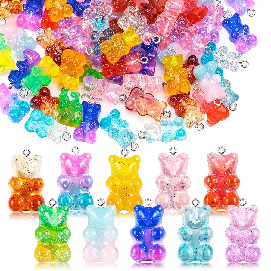 Penjualan Panas/Grosir/Lucu Permen Warna Gummy Bear Berbentuk Resin Charms Liontin/Buatan Tangan Membuat Gelang Kalung Anting Gantungan Kunci Supplier/Temuan Perhiasan DIY Membuat Aksesoris