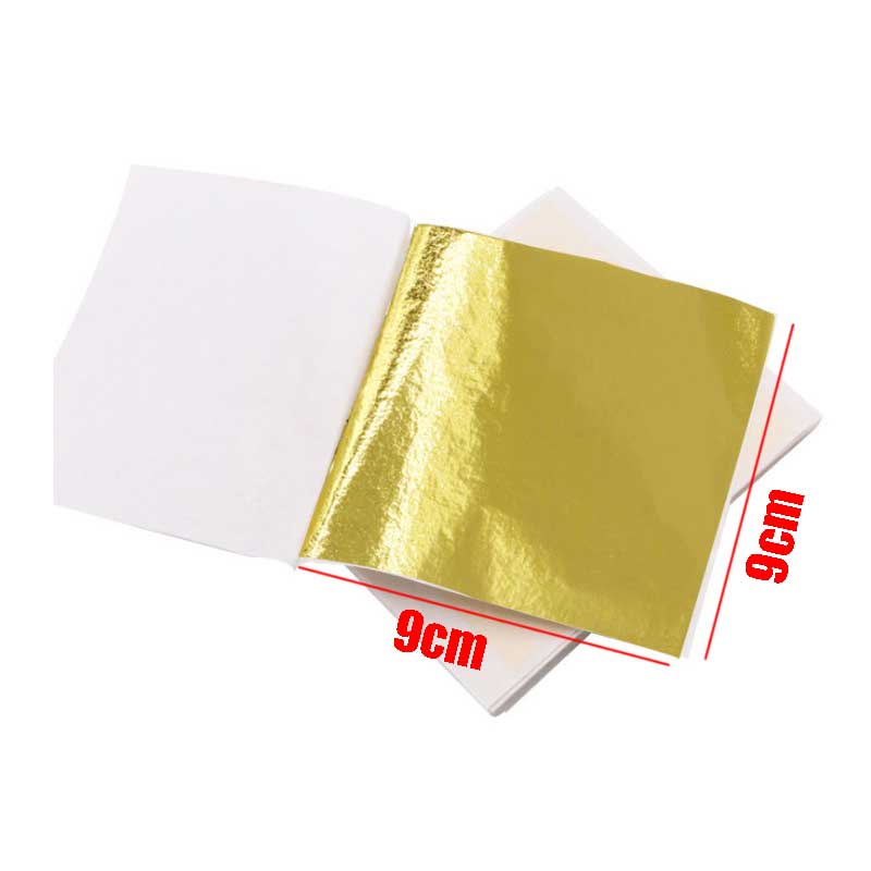 Gold Leaf/Kertas Gold Foil Leaf Gilding Gold Flakes Foil Kertas Foil Emas Untuk Dekorasi Kerajinan Tangan 100Pcs