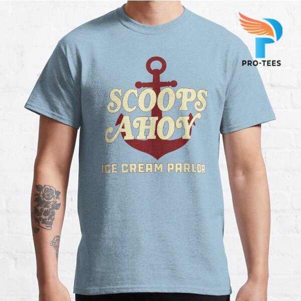 Kaos Baju Pria Stranger Things Scoops Ahoy Ice Cream Parlor Logo - UNISEX #1656