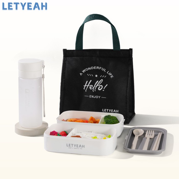 Lunch Box Letyeah Lunch Box Set/1.6L Kotak Makan/600Ml Botol Minum Dan Tas Bekal