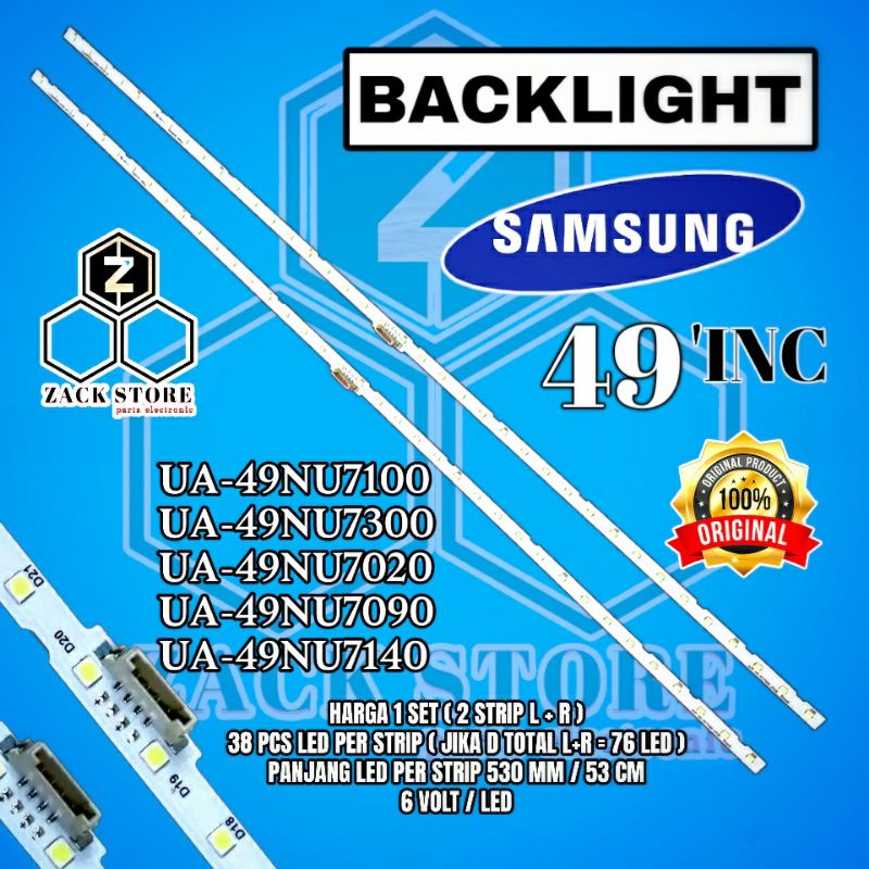BACKLIGHT TV LED SAMSUNG 49 INC UA 49NU7100 49NU7300 49NU7020 49NU7090 49NU7140 49NU LAMPU BL SMD LI