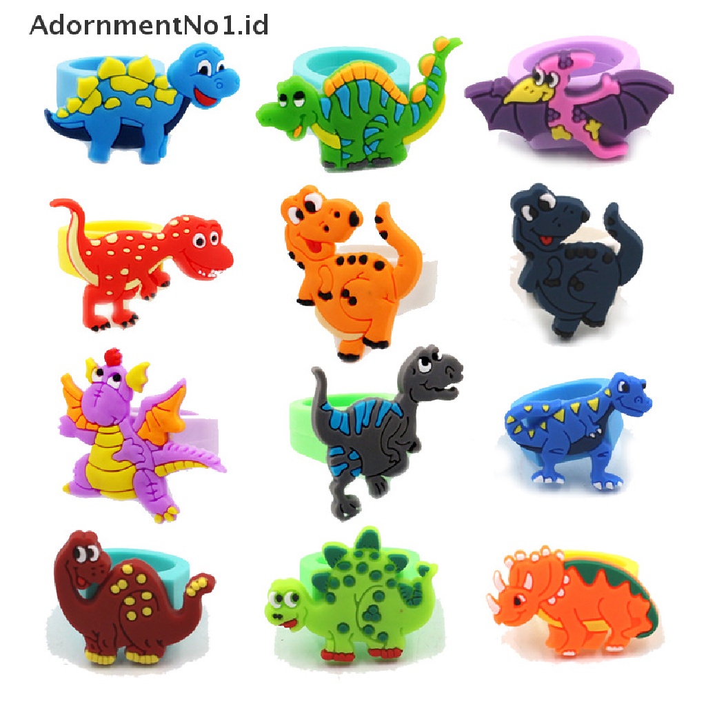 [AdornmentNo1] Cincin Dinosaurus Cincin Anak Kartun PVC Karet Lembut Dinosaurus Dekorasi Pesta Ulang Tahun Anak Nikmat Hadiah Kecil [ID]