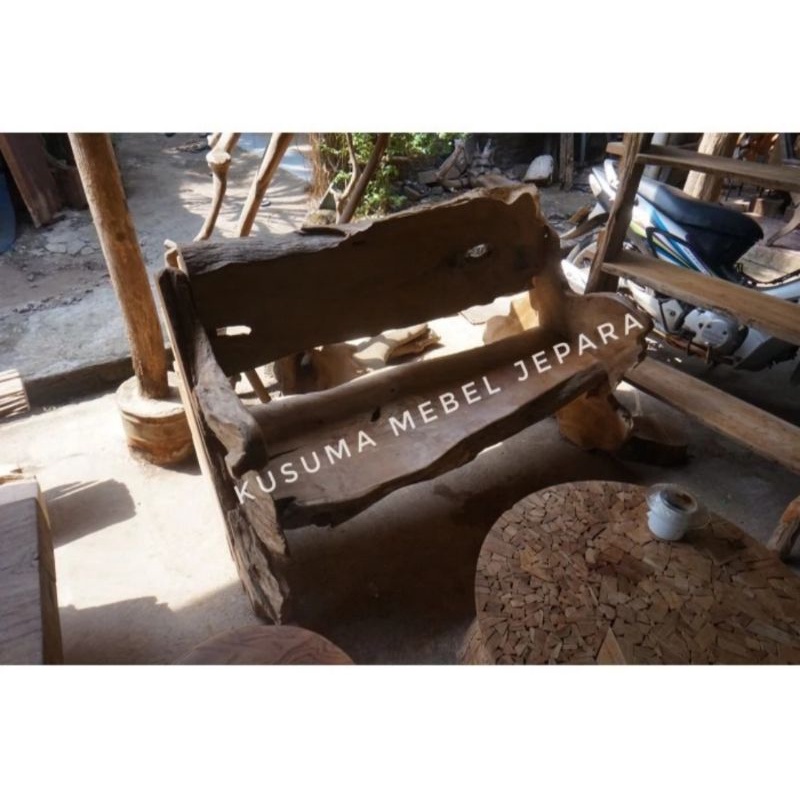 Kursi Bangku Teras Kayu Jati Pendem Tua Erosi - Panjang 140cm
