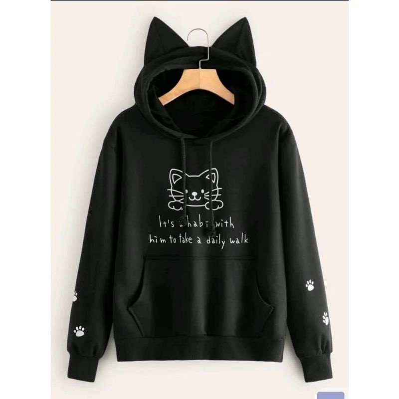 Sweater Hoodie Wanita Lucu Telinga Kucing