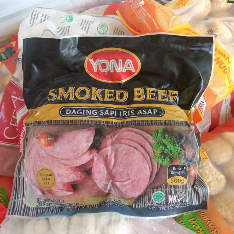 

YONA SMOKED BEEF 500 GRAM / DAGING SAPI IRIS ASAP / DAGING BURGER