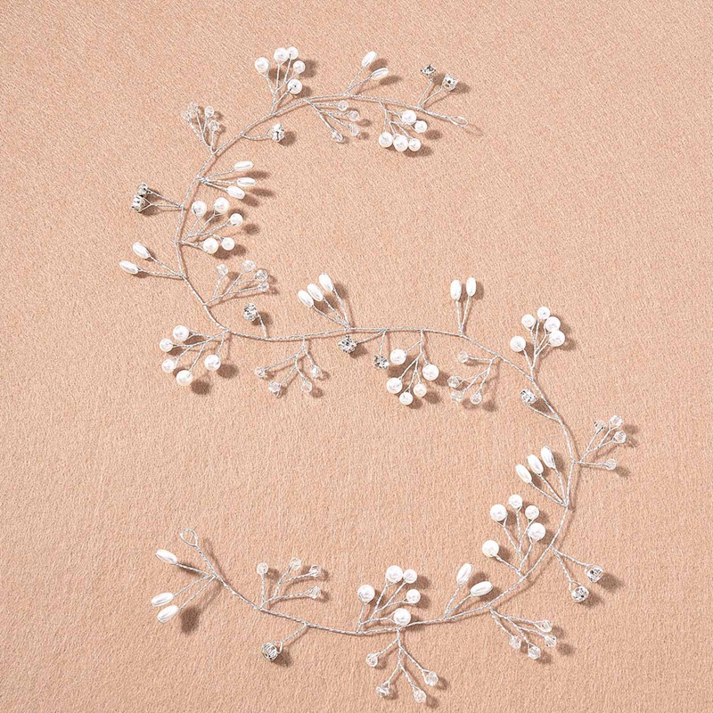 Simulasi Mutiara Rambut Rambat Untuk Pengantin Wanita Warna Rose Gold Silver Bando Kristal Pernikahan Aksesoris Rambut Hiasan Kepala Hairband