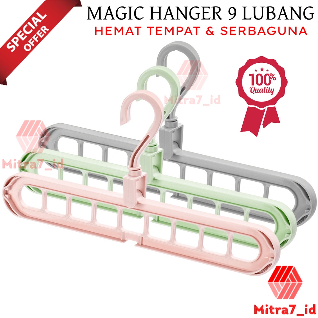 [M7] Magic Hanger 9 Lubang Bisa Putar 360 Derajat / Magic Hanger Wonder 9 Lubang / Gantungan Pakaian