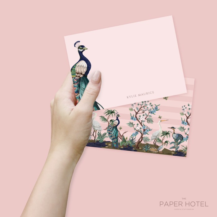 

Card 2 Sided Notecard - The Peacock (Personalized Initials/ Name, 16Pcs)