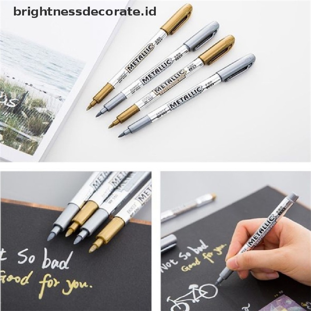 [Birth] Gold Silver Metallic Color Pen Kertas Tag Album Foto Scrapbooking Pesta Ulang Tahun [ID]