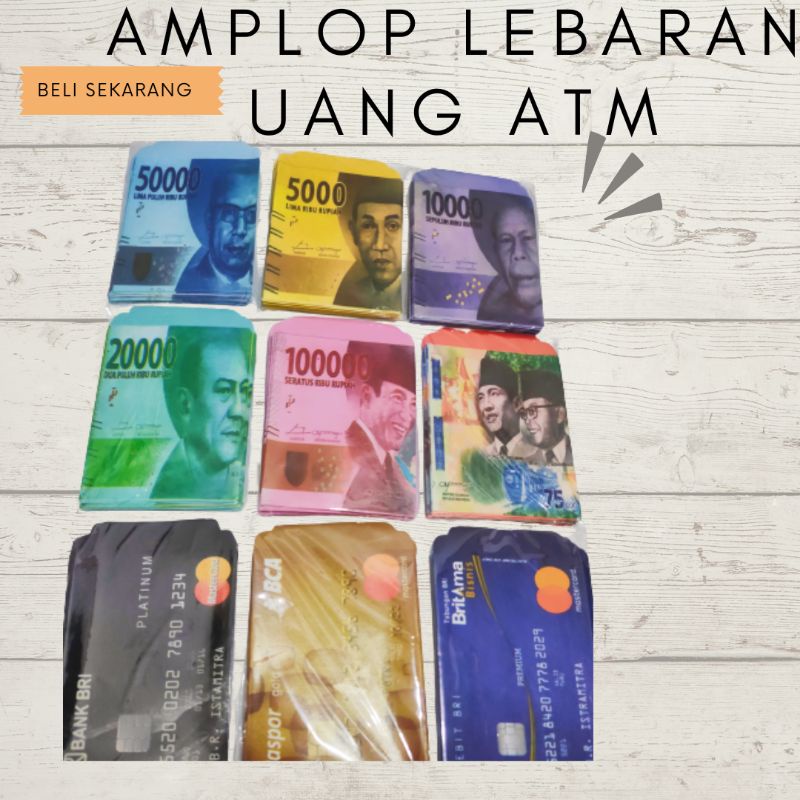 

(siap jual isi 10) Amplop Lebaran Viral motif uang kartu bank ukuran 7*12 cm