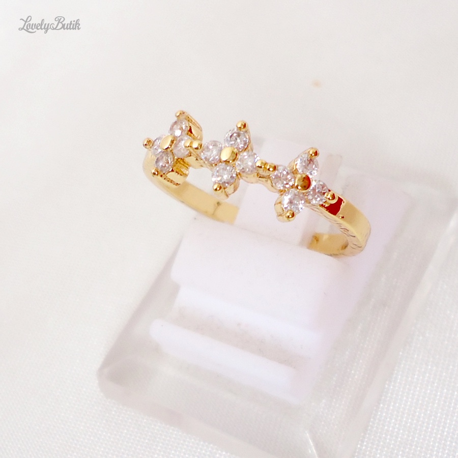 Cincin Xuping Anti Karat Non1 Cincin Wanita Remaja Korea Terbaru Model Permata Bunga Mewah - Lovelybutik