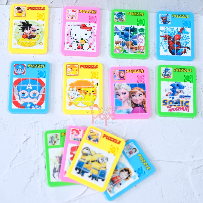 MAINAN EDUKASI ANAK PUZZLE KECIL GESER (MOTIF KARTUN RANDOM/1PCS)