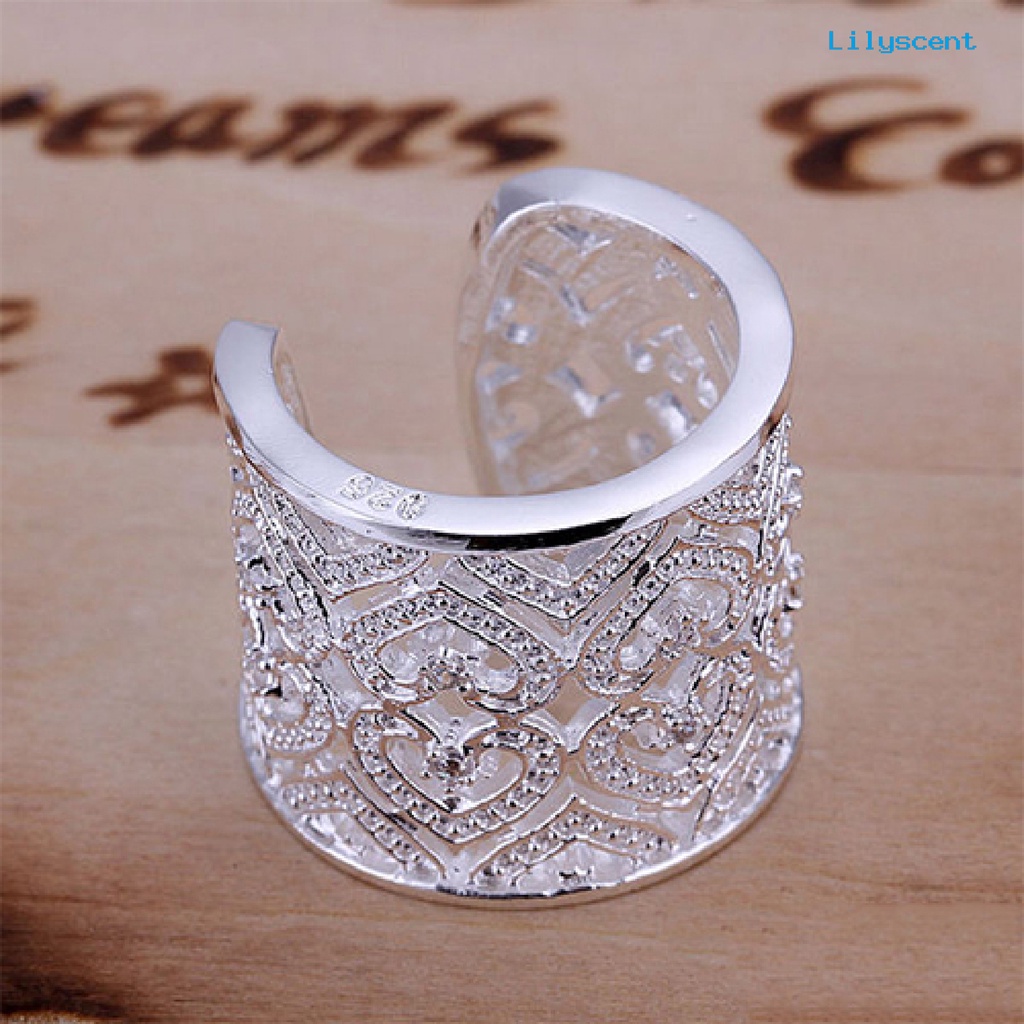 [LS] Cincin Jari Hollow Adjustable Berlian Imitasi Tiny Open Hearts Ring Untuk Kehidupan Sehari-Hari