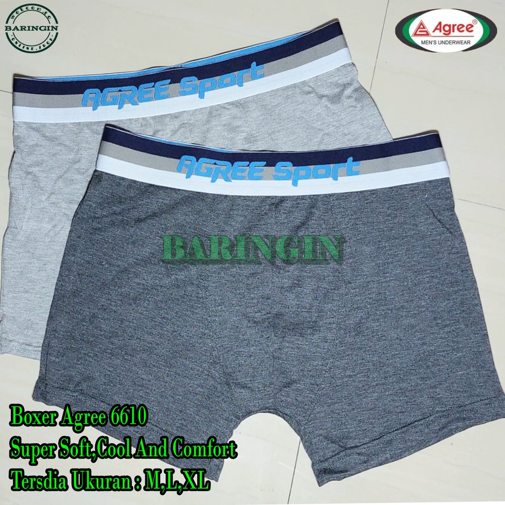 Boxer Pria Dewasa Isi 2 Pcs Boxer AgreeCode 6610-Bahan Katun-Celana Dalam Pria Dewasa