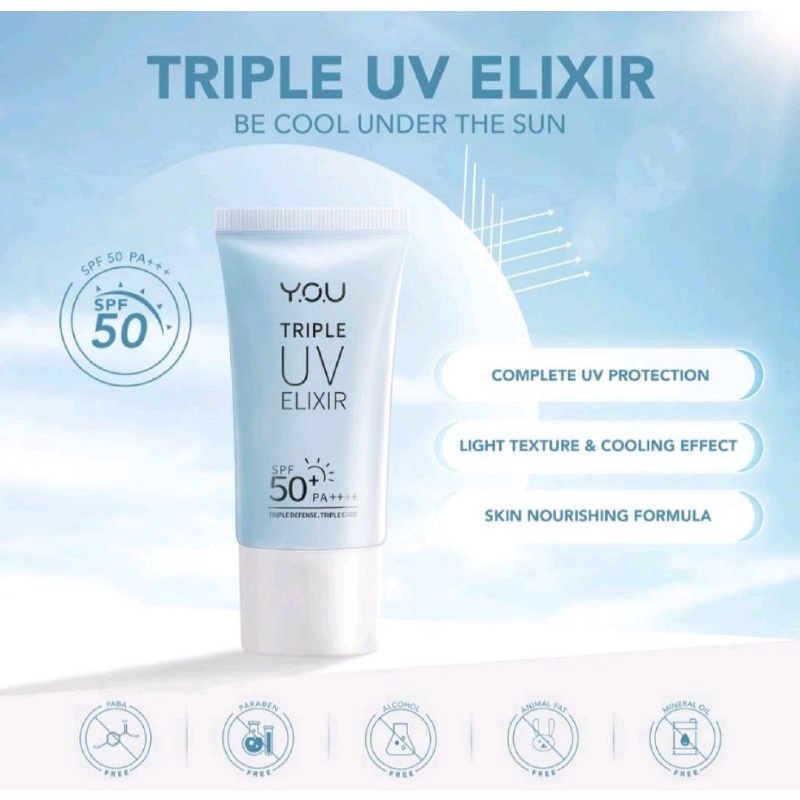 YOU TRIPLE UV ELIXIR SPT 50+ Y.U.O SUNSCREEN SUNBLOCK WAJAH 30ML