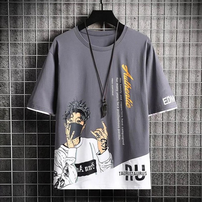 grosir- Baju Kaos Pria Lengan Pendek Atasan Cowok Tshirt Taurus Fashion Distro - Abu-abu, XS