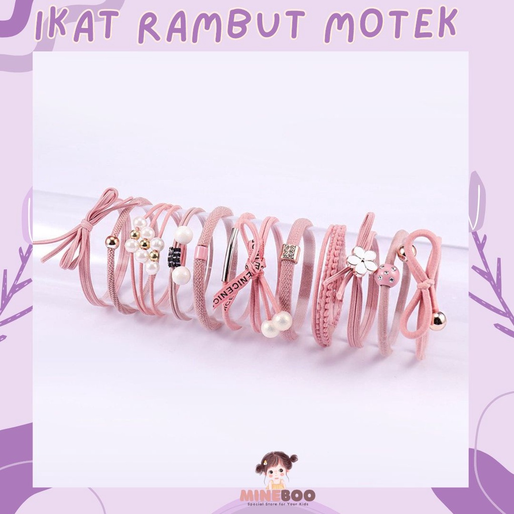 mineboo - IKAT RAMBUT MOTEK Ikat Rambut Anak Korea 1 set Isi 12 Pcs NO BOX Bahan Karet Aksesoris Rambut Wanita Murah