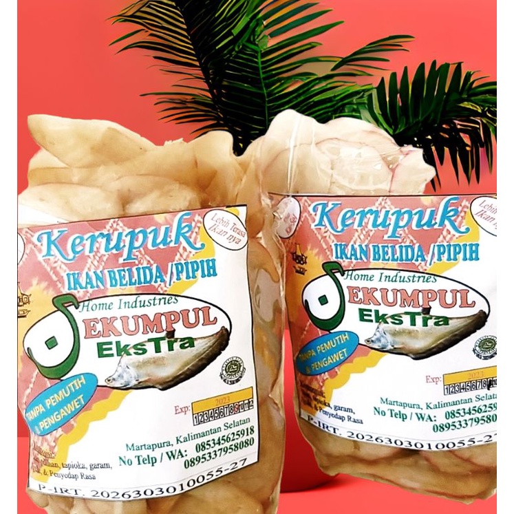 

KERUPUK IKAN PIPIH(BELIDA) SEKUMPUL Berat : 275 gram