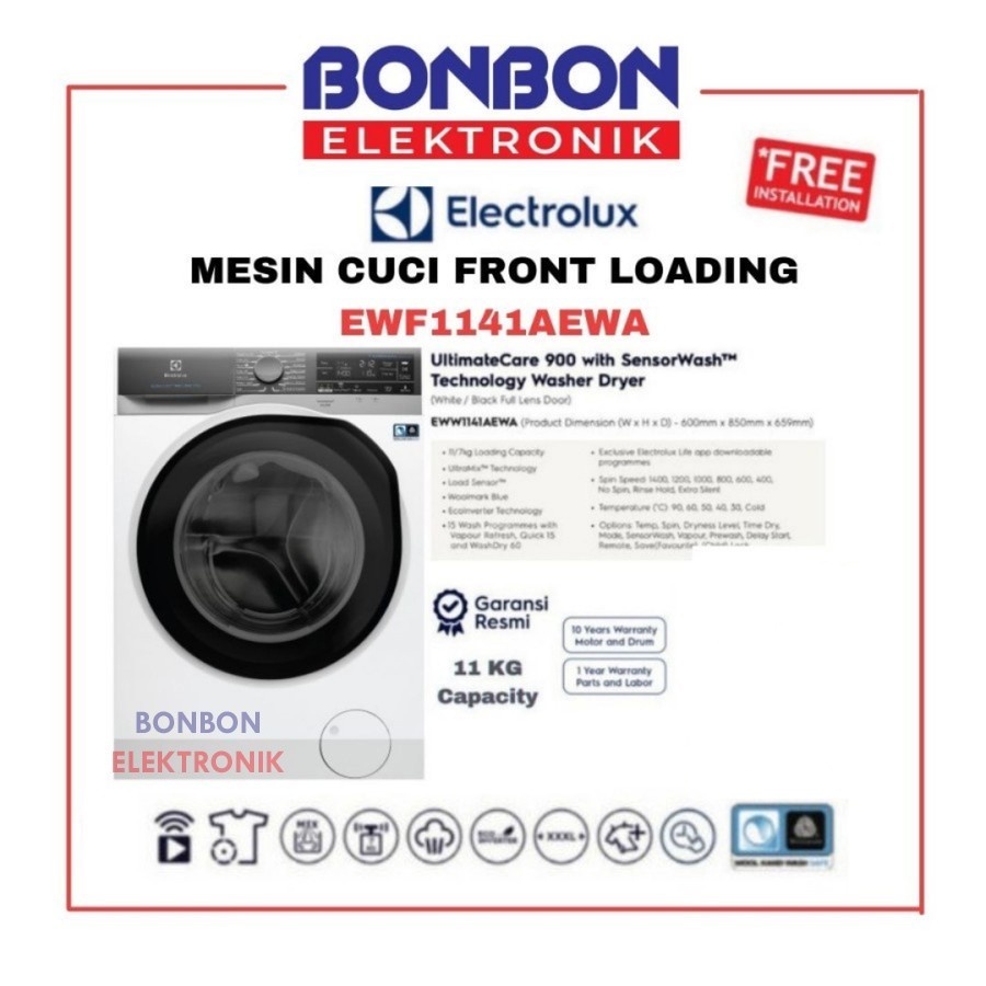 Electrolux Mesin Cuci Front Loading 11KG EWF1141AEWA / EWF 1141 AEWA