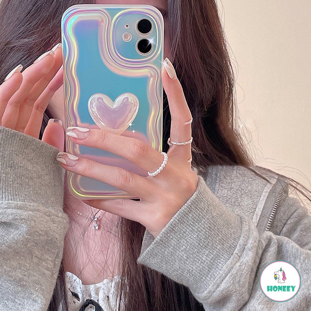 Ins Soft Case TPU Motif Hati 3D Untuk IPhone 14 13 12 11 Pro Max