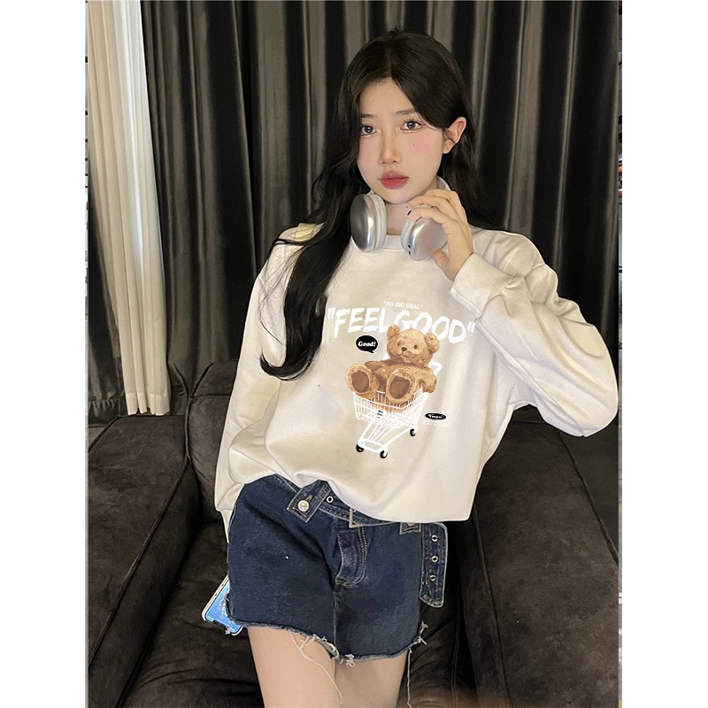 Sweater Oversize Teddy Bear Sweater Oversize Korean Style/kaos polos lengan panjang