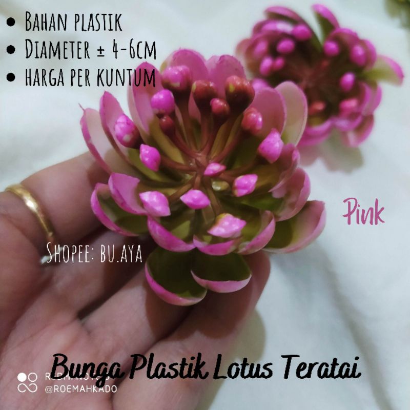 3pcs Bunga Lotus Teratai Kuntum Bunga Plastik