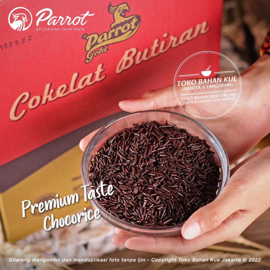 

Parrot - Meises GOLD 500gr Meses Warna Coklat Mengkilap Chocolate Sprinkle Mesis Premium