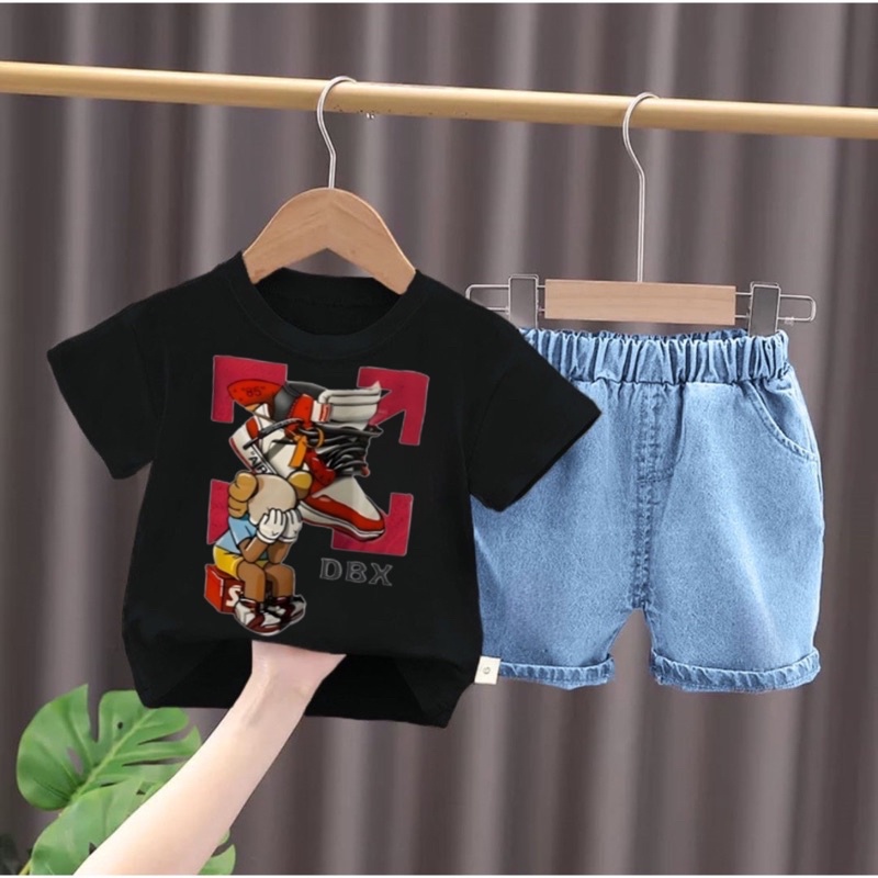 FASHION PAKAIAN SETELAN BAJU CELANA JEANS BAYI ANAK MOTIF SHOES SEPATU DBOX USIA 6 BULAN-5 TAHUN BEST QUALITY TERMURAH TERBARU/ FASHION PAKAIAN SETELAN BAJU CELANA JEANS BAYI ANAK LAKI- LAKI/ FASHION PAKAIAN SETELAN BAJU CELANA JEANS BAYI ANAK PEREMPUAN