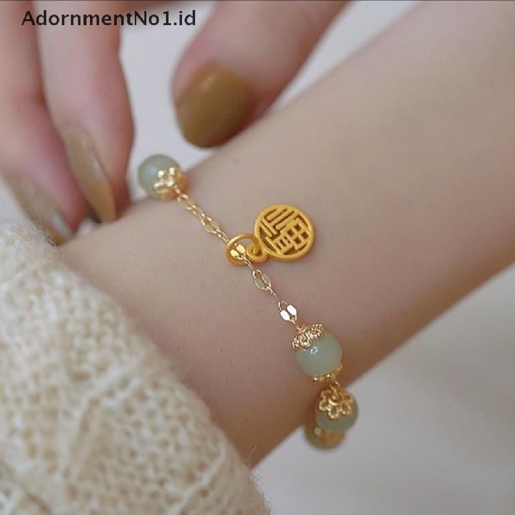 [AdornmentNo1] Fu Karakter Keberuntungan Hetian Giok Antik Gelang Kreatif All-Match Menguntungkan Lucu Perempuan Temperamenal Fashion Hadiah Femme [ID]