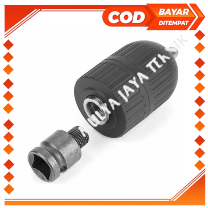 KEPALA BOR CORDLESS 10MM ADAPTOR KEYLESS DRILL CHUCK 10MM + ADAPTOR IMPACT 1/2 SET