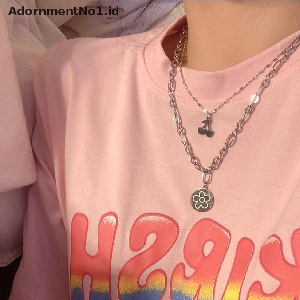 [AdornmentNo1] Liontin Kalung Berlapis Titanium Steel Rantai Choker Titanium Steel Kalung Tidak Mudah Luntur Ringan Dan Boros Kalung Untuk Wanita Perempuan [ID]