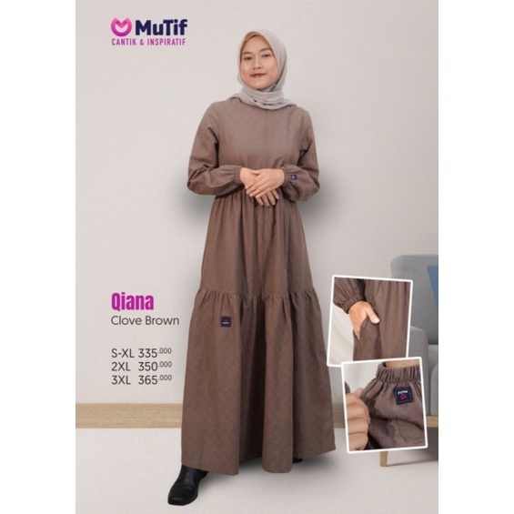 Gamis Premium Qiana Clove Brown by Mutif|Gamis Syari|Dress Muslimah|Baju Gamis|Baju Branded|Gamis Ju