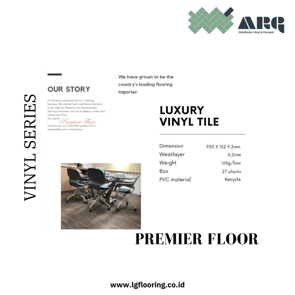 PREMIER PLV Lantai Vinyl Perlembar Motif Kayu PVC