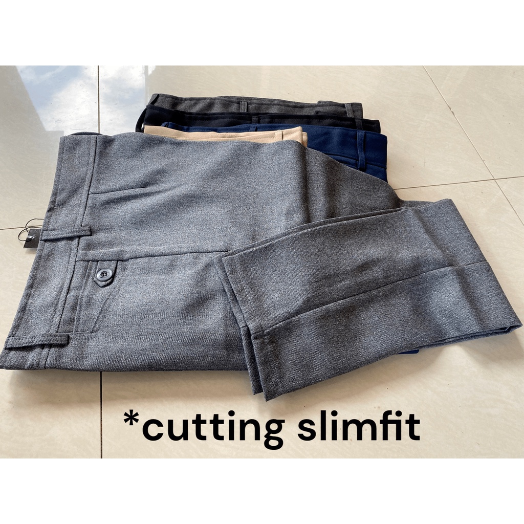 CELANA KANTOR FORMAL KERJA WANITA SLIMFIT BAHAN DASAR KAIN