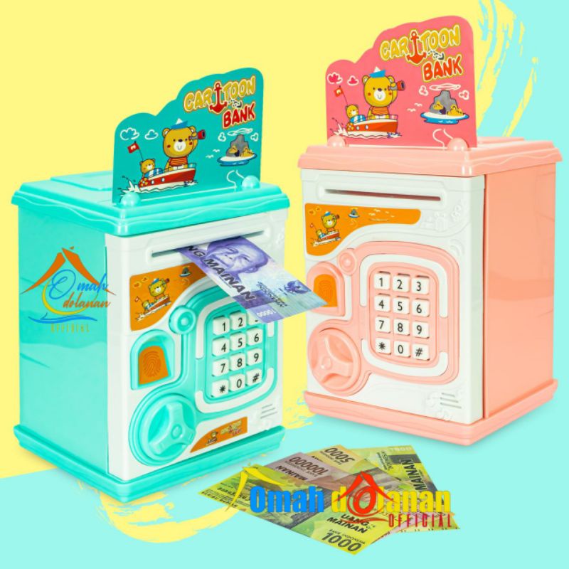 CARTOON BANK_MAINAN ANAK MINIATUR MESIN ATM DOS/MAINAN MINIATUR TEMPAT MENABUNG VERSI BESAR/MAINAN E