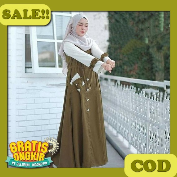 Gamis Bunga Sakura Terbaru Bahan Ceruty Babydoll Motif Bunga Kecil Rinjani Dress Gaun Pesta Muslimah