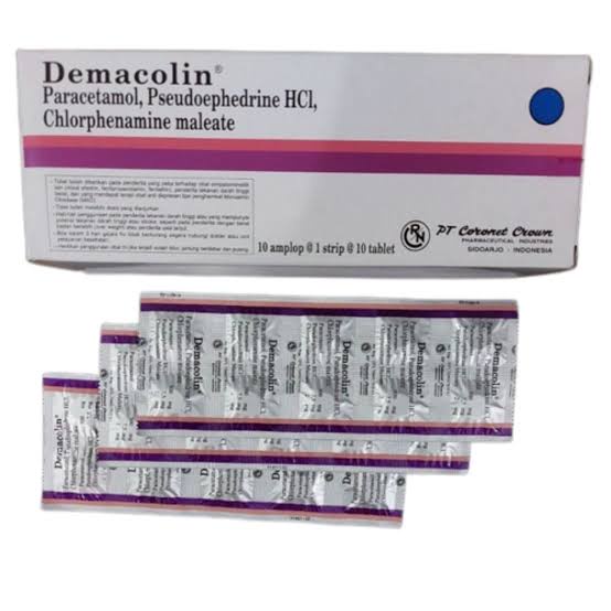 Demacolin Kaplet Strip Gejala Flu ,Demam, Sakit Kepala ORIGINAL-BPOM