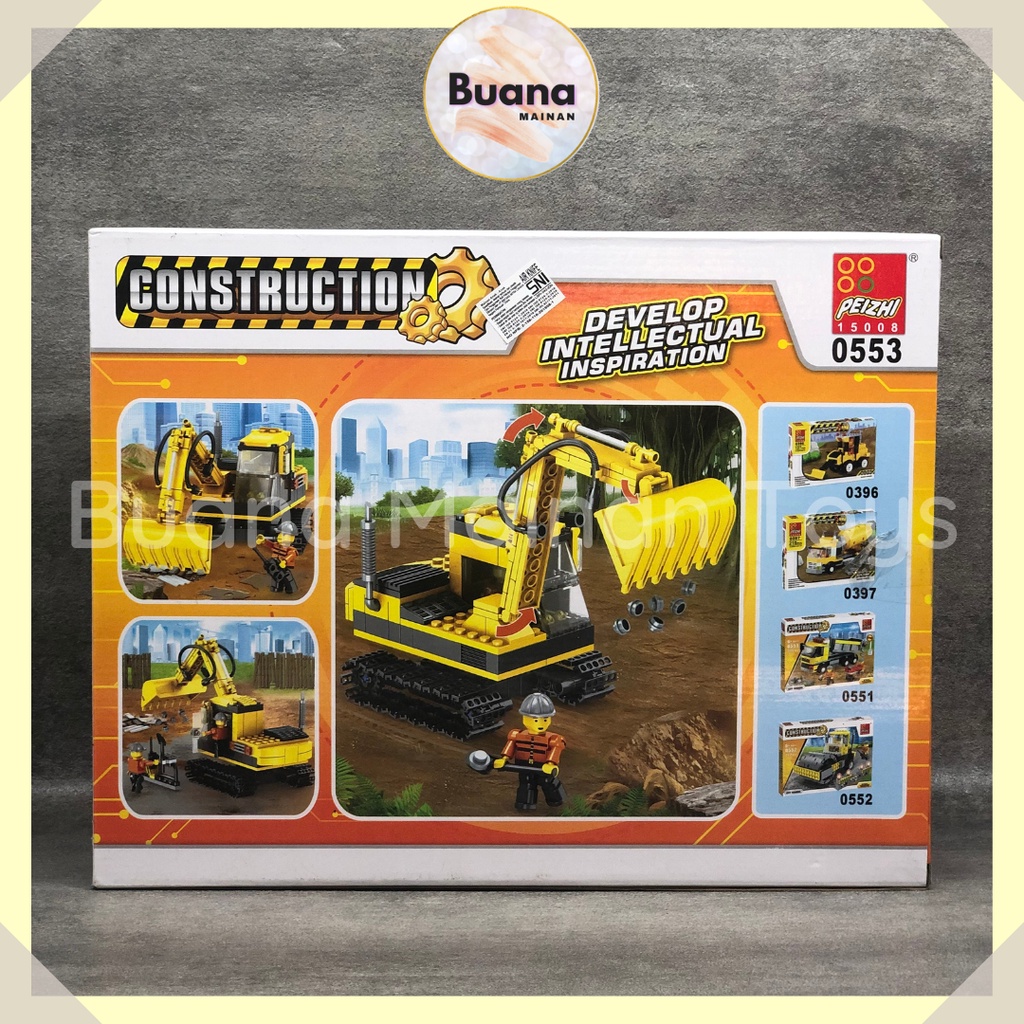 BRICKS PEIZHI CITY CONSTRUCTION TRUCK MAINAN EDUKASI ANAK COWO CEWE BRICK BEKO BULDOZER BLOCK 0552