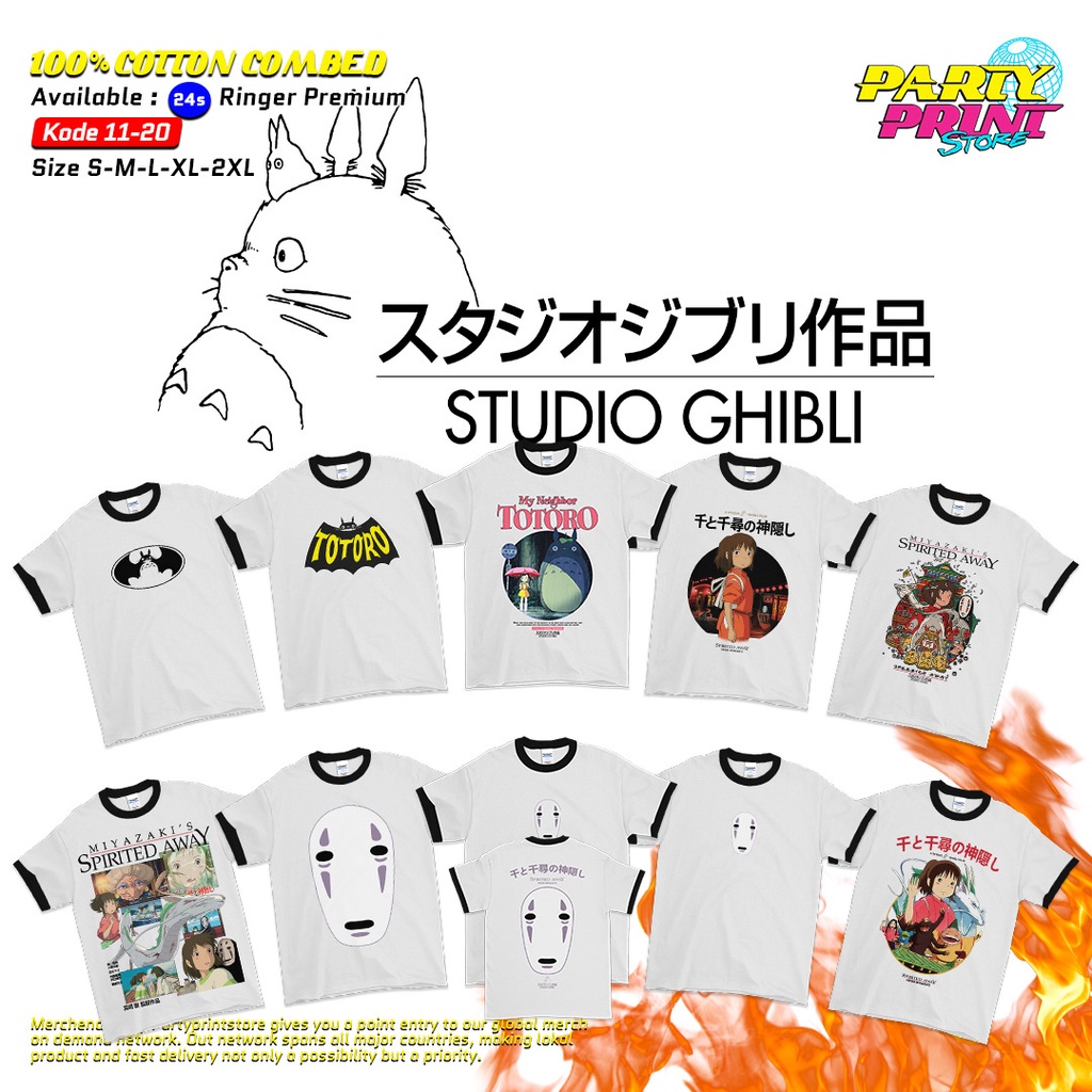 Jual Kaos Ringer Tee Pria Anime Kartun Studio Ghibli "Premium 24s