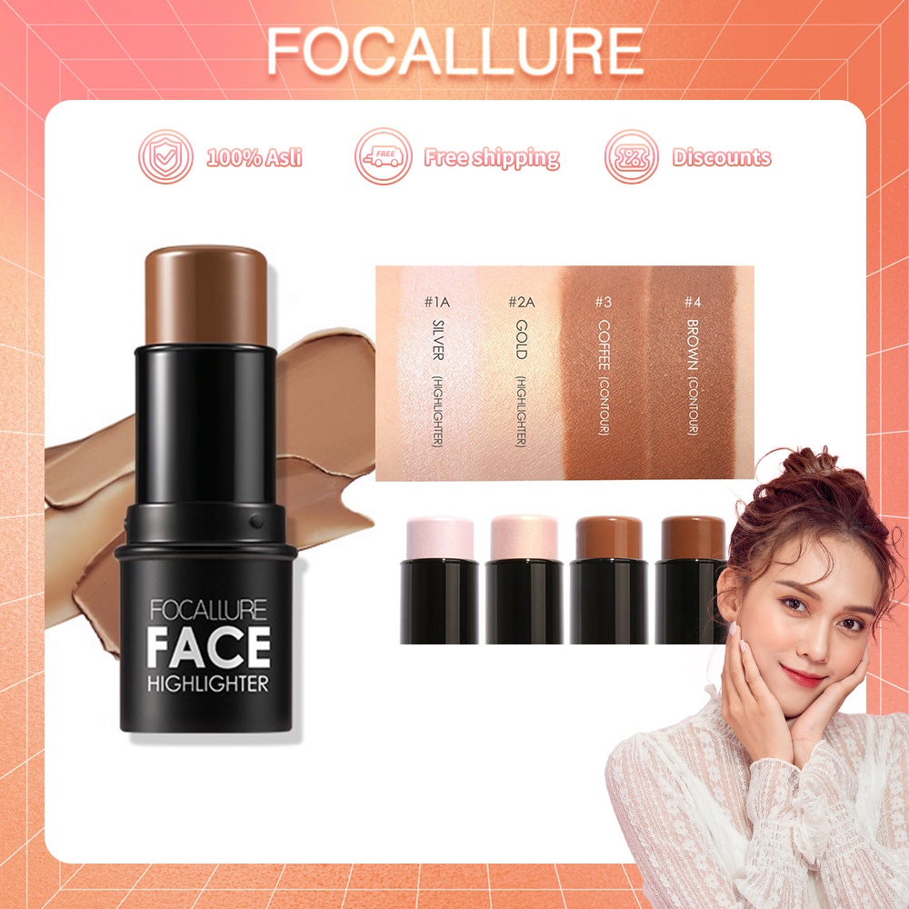 FOCALLURE Highlighter &amp; Contour Stick- 4 Colours Kosmetik Wajah Untuk Mata Eyeliner Anti Air Dan Tahan Lama Mata Eyeline