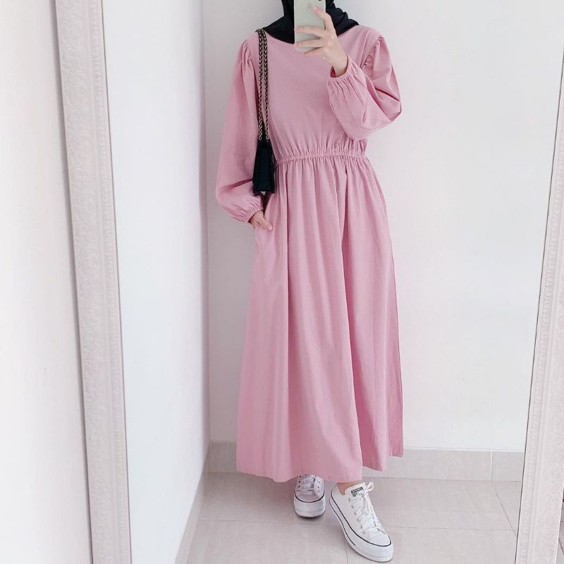 GAMIS PUTIH MIDI CRINGKEL AIR FLOW/SALLA MIDI DRESS REMAJA WANITA/DRESS HOMEY/GAMIS PESTA KONDANGAN REMAJA/GAMIS LEBARAN TERLARIS /FASHION MUSLIM