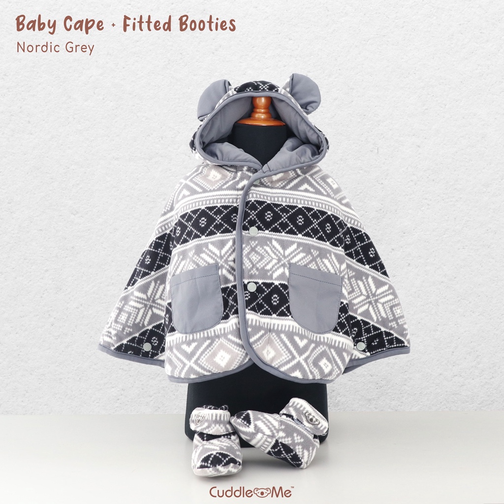 1 SET CUDDLEME Babycape &amp; Fitted Booties Motif Sama Jaket dan Sepatu Bayi Baby Gift Set Kado Kelahiran Bayi