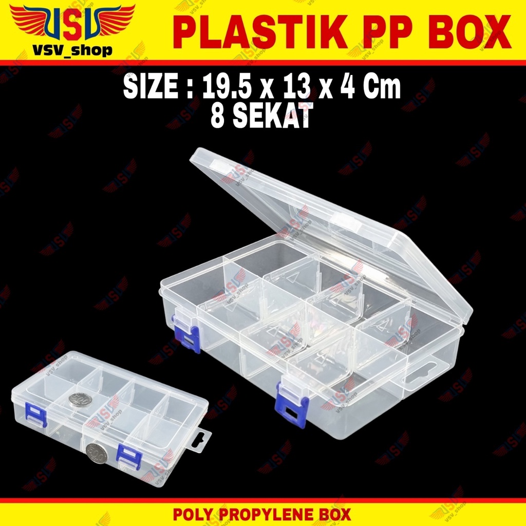 Kotak Plastik 8 Sekat Penyimpanan Box Plastik PP Case Plastic Storage Box QCD8